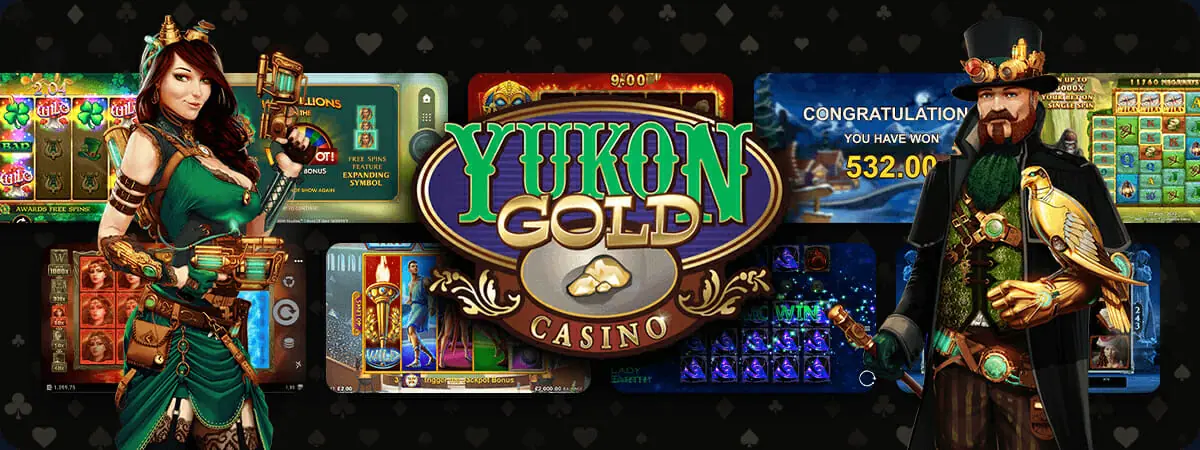 Screenshot der Yukon Gold Casino Website mit Spielauswahl